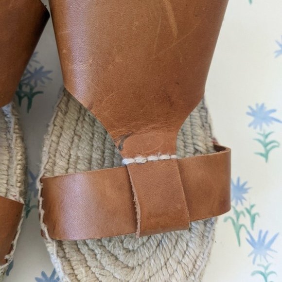 Soludos Banded Shield Espadrille Sandals 7 Tan Leather Ankle Strap Gladiator - Picture 12 of 12